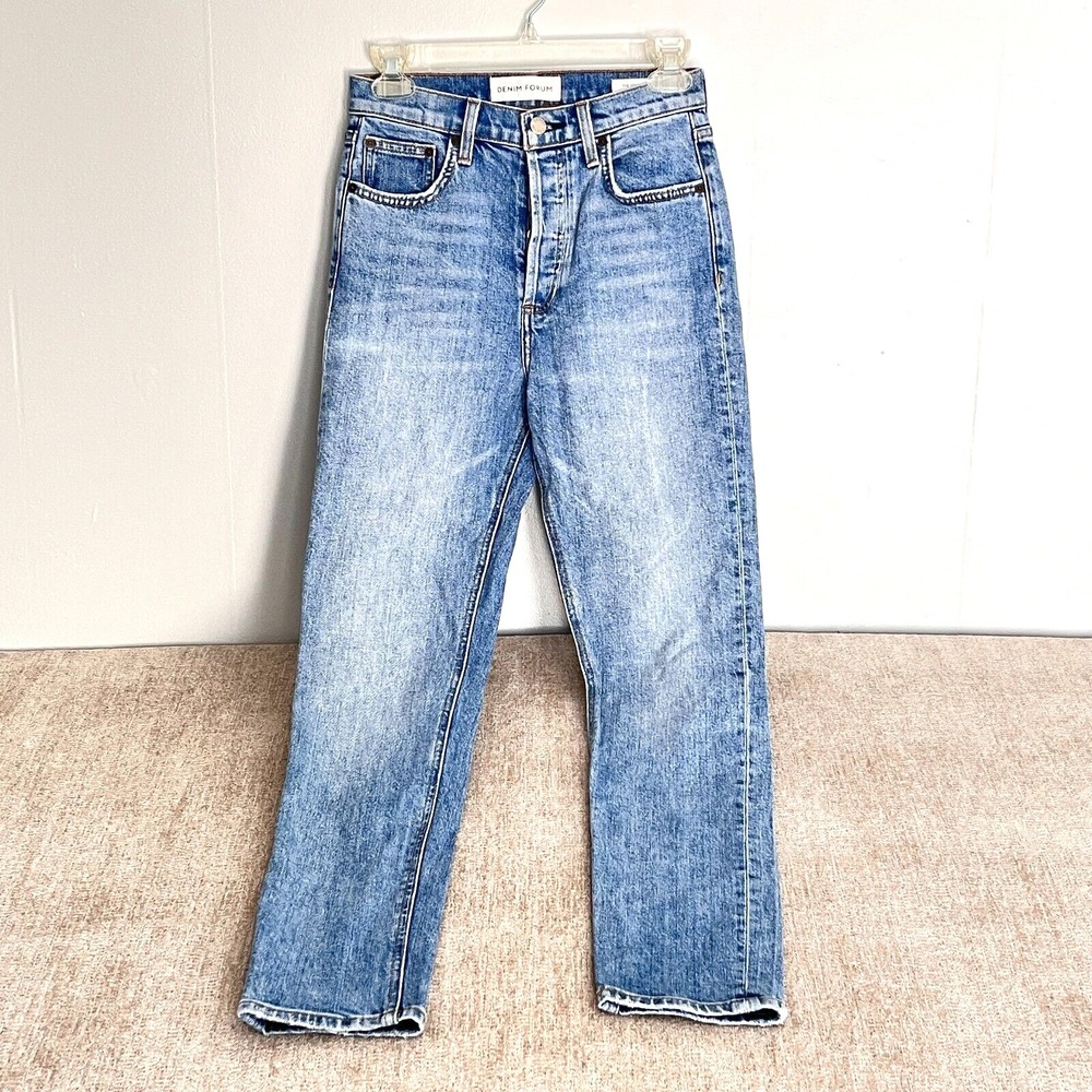 Aritzia Denim Forum Jeans Womens 25 Blue The Yoko High-Rise Slim Retro Light Was